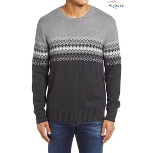 RAILS MEN NWT KIERAN COTTON/WOOL BLEND HEATHER GREY/BLACK SWEATER. SIZE XL